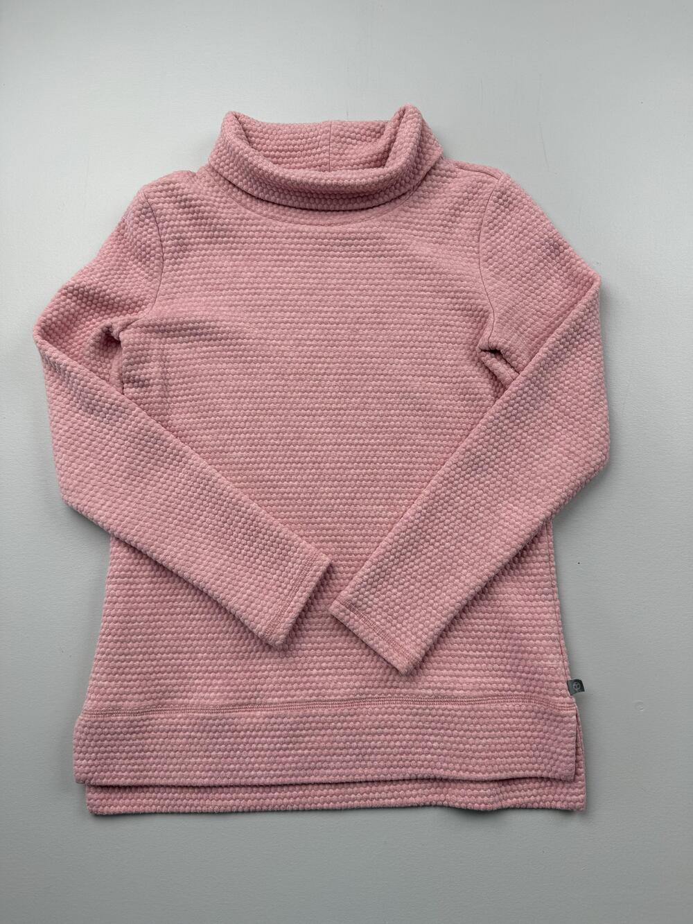 T By TALBOTS Sweater Tunic Womens XS Pink Cowl Neck Waffle Knit Pullover